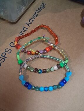 MY SON'S HANDCRAFTED ELEMENTAL BEADED BRACELETS  WATER